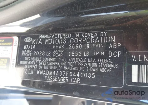 2015 Kia Rio Lx z USA, uszkodzony, nr VIN KNADM4A37F6441035